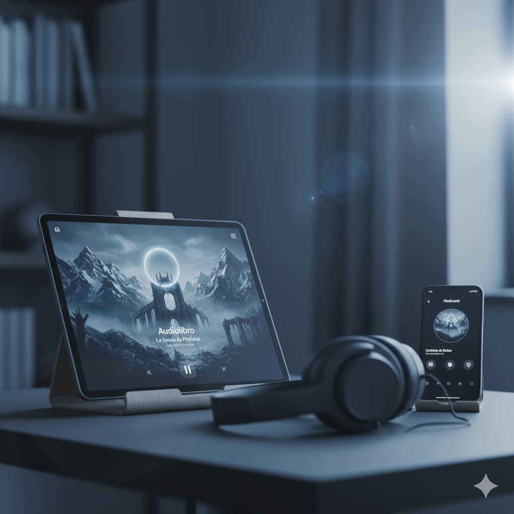 Imagen de inicio para la sección Gemini de audiolibros, mostrando servicios de narración profesional de audiolibros